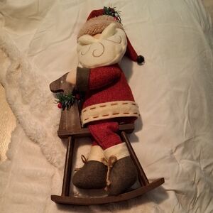 Vintage Red Santa Claus Rocking Horse Decoration